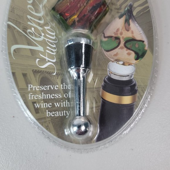 NEW LS Arts Venezia Studio Wine Bottle Stopper Brown 5" Twisted Diamond Square - Picture 3 of 6